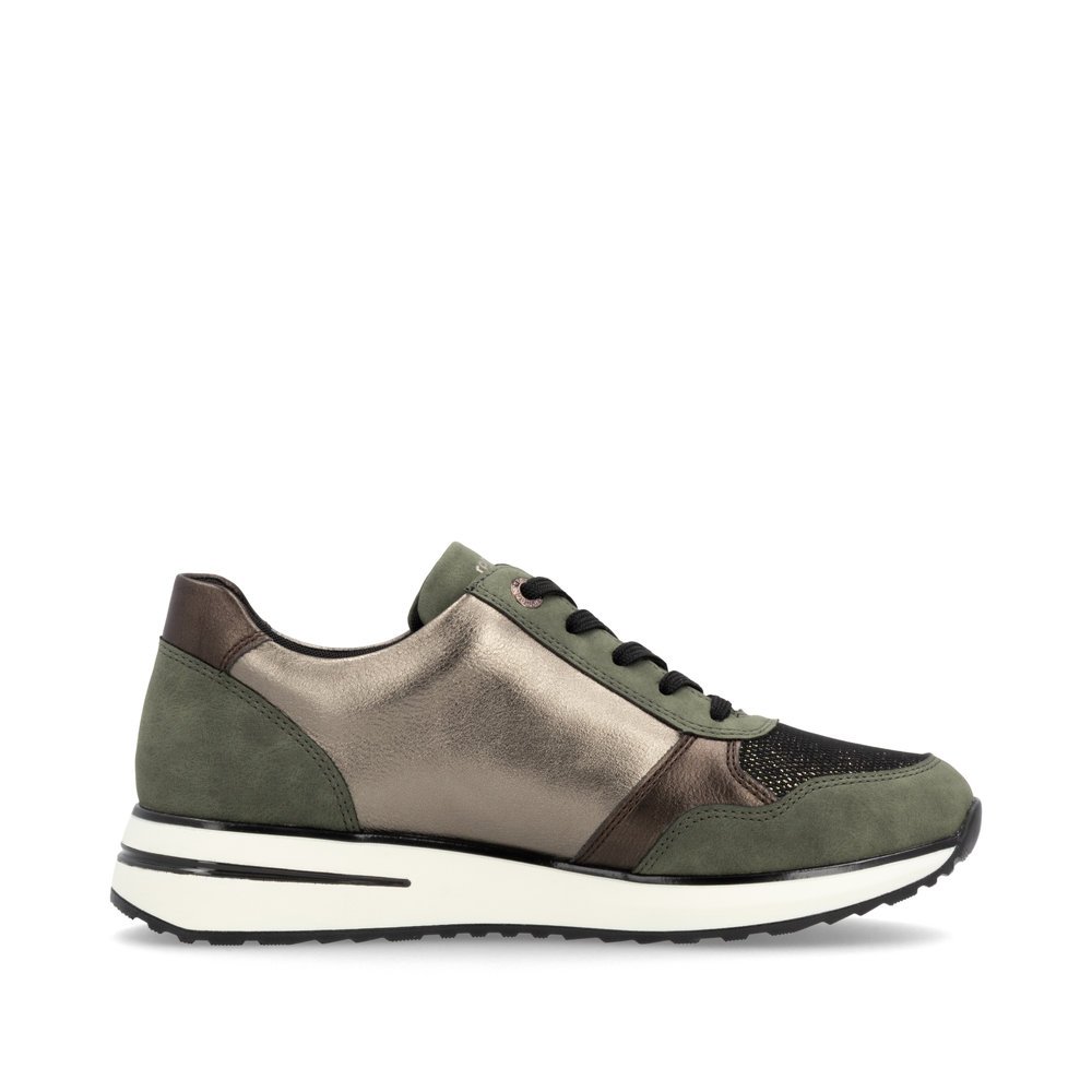 Bronze vegan remonte women´s sneakers D1G08-90 with zipper as well as padded insole. Shoe inside.