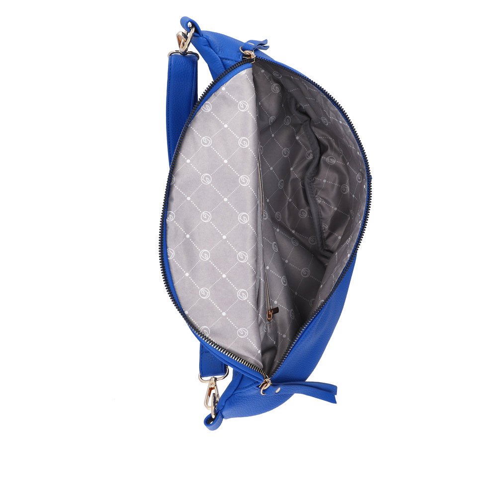 remonte belt bag Q0802-14 in blue with zipper and detachable shoulder strap. Open.