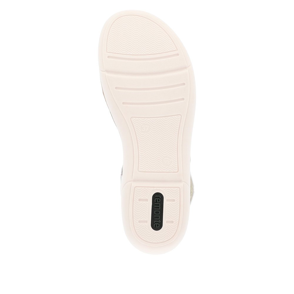 Star white remonte women´s strap sandals R6860-80 with a hook and loop fastener. Outsole of the shoe.