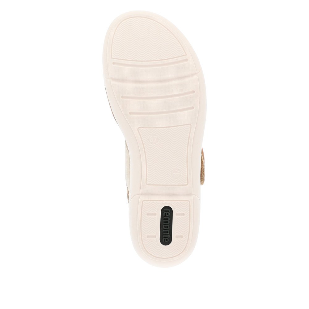 Clay beige remonte women´s strap sandals R6853-61 with a hook and loop fastener. Outsole of the shoe.
