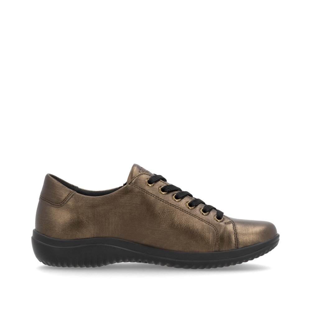 Chaussures à lacets remonte bronze femme D1E03-25 avec fermeture éclair. Intérieur de la chaussure.