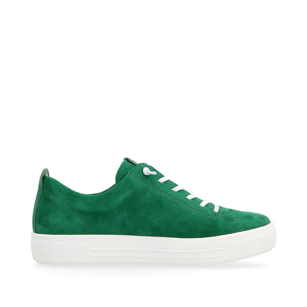 Emerald green remonte women´s sneakers D0913-52 with lacing and comfort width G. Shoe inside.