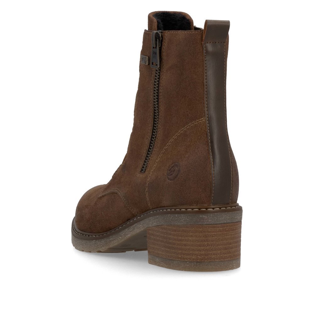 Cinnamon brown remonte women´s ankle boots D1A76-20 with remonteTEX technology. Shoe from the back.