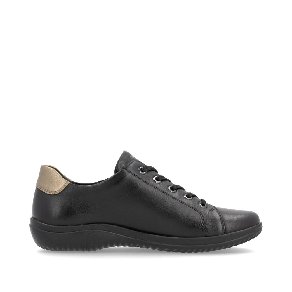 Black remonte women´s lace-up shoes D1E00-03 with zipper as well as comfort width G. Shoe inside.