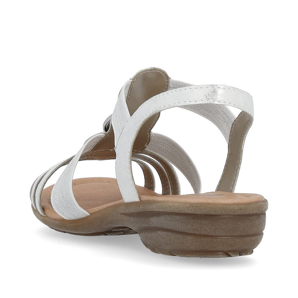 White remonte women´s strap sandals R3605-80 with an elastic insert. Shoe from the back.