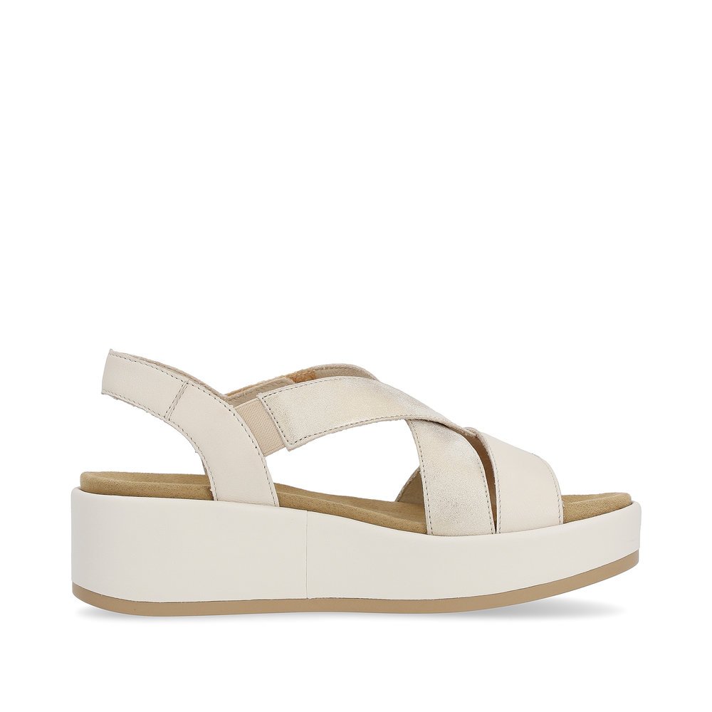 Pink beige remonte women´s strap sandals D1N52-60 with hook and loop fastener. Shoe inside.