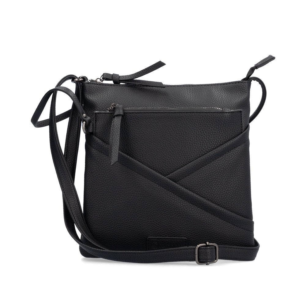 Black remonte shoulder bag Q0633-00 with zipper and mobile phone pocket. Front.