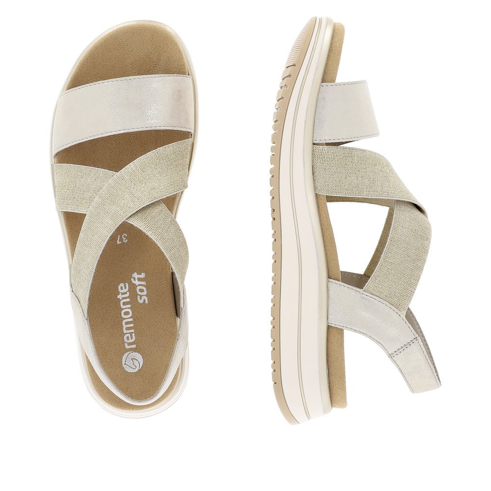 Golden remonte women´s strap sandals D1J50-90 with an elastic insert. Shoe from the top, lying.