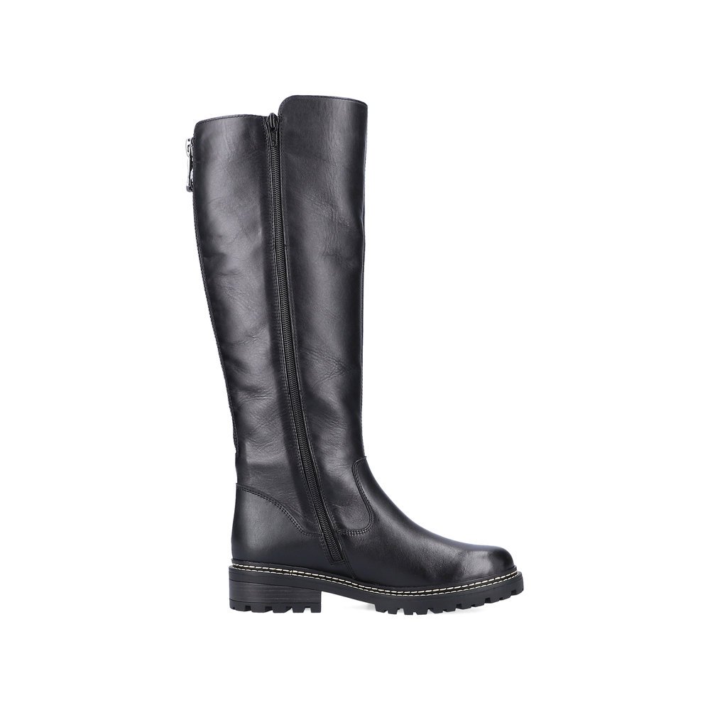 Night black remonte women´s high boots D0B72-01 with remonteTEX technology. Shoe inside.