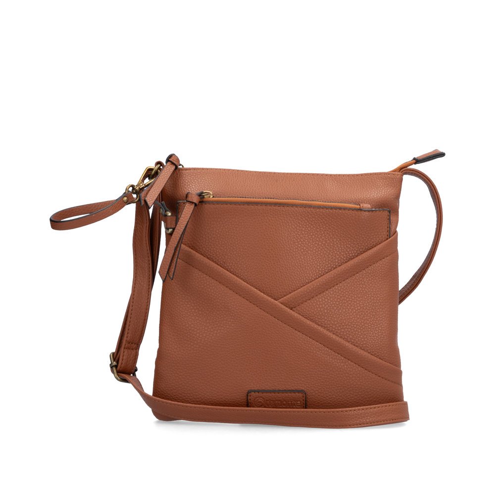 Brown remonte shoulder bag Q0633-24 with zipper, inner pocket and mobile phone pocket. Front.