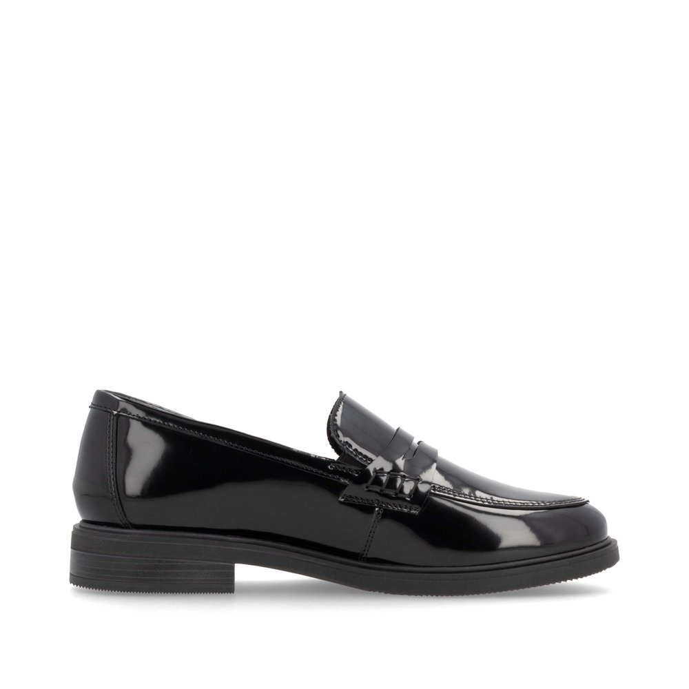 Black remonte women´s loafers D1U01-00 with elastic band as well as a padded insole. Shoe inside.