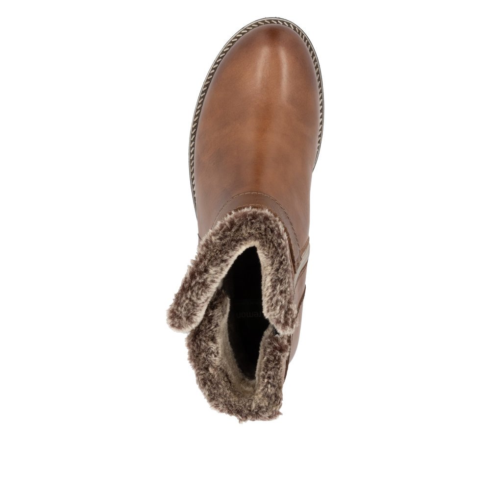 Fox brown remonte women´s ankle boots D8484-24 with remonteTEX technology. Shoe from the top.