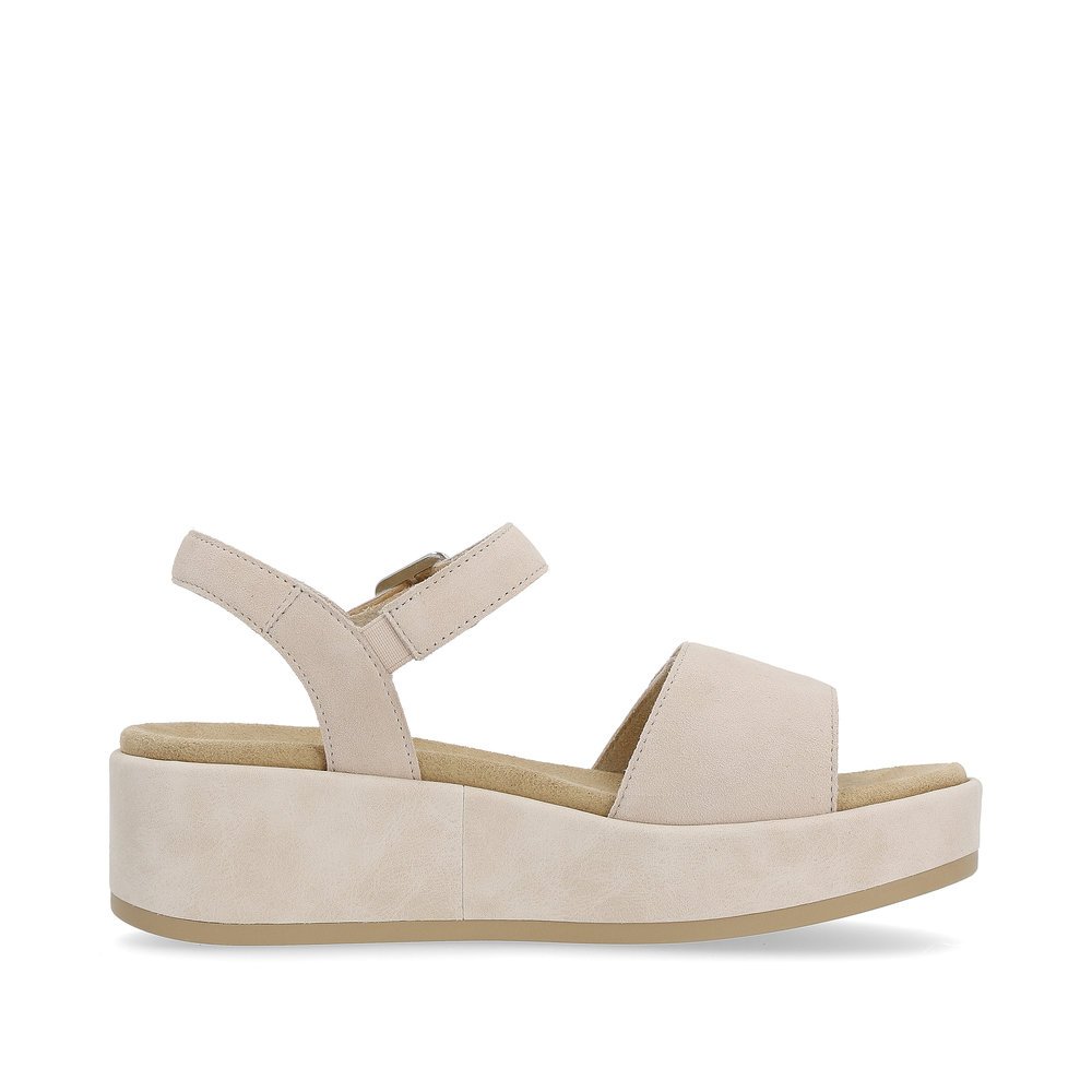 Clay beige remonte women´s strap sandals D1N50-60 with a hook and loop fastener. Shoe inside.