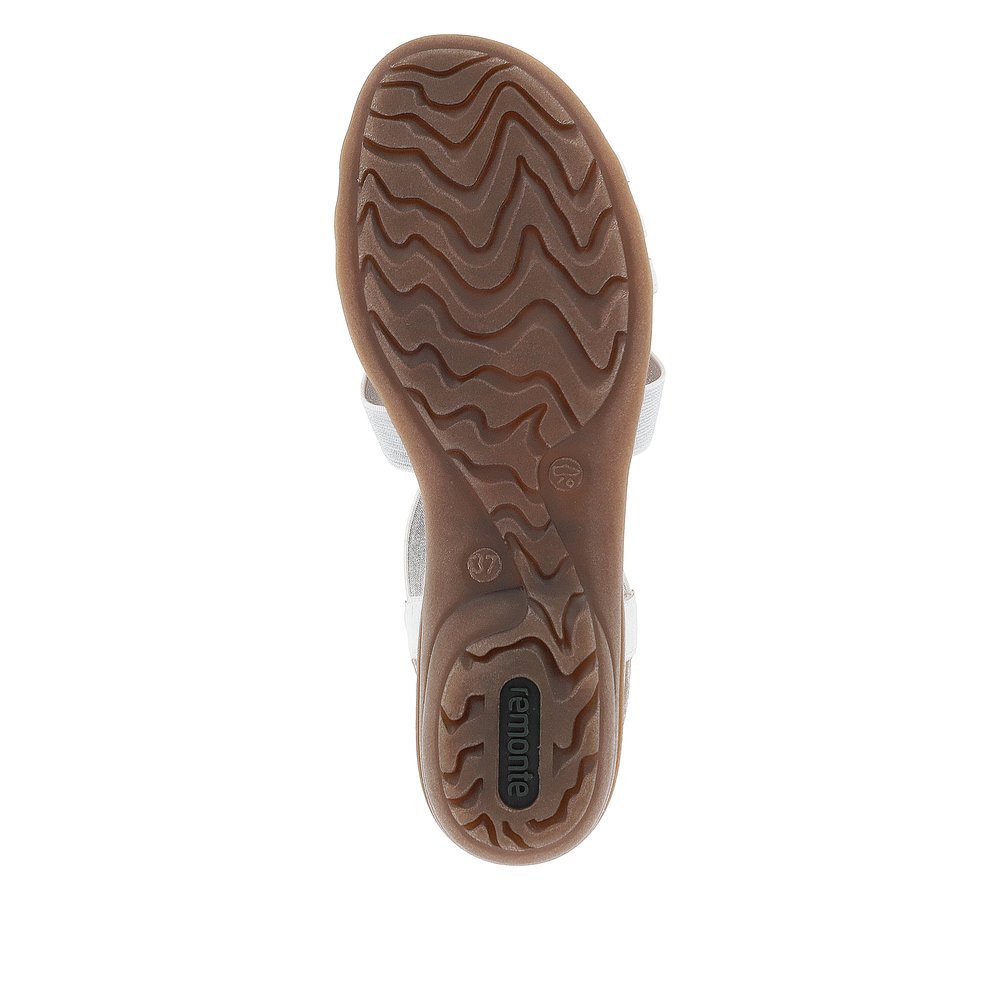 remonte sandales à lanières blanches pour femmes R3605-80. Semelle extérieure de la chaussure.