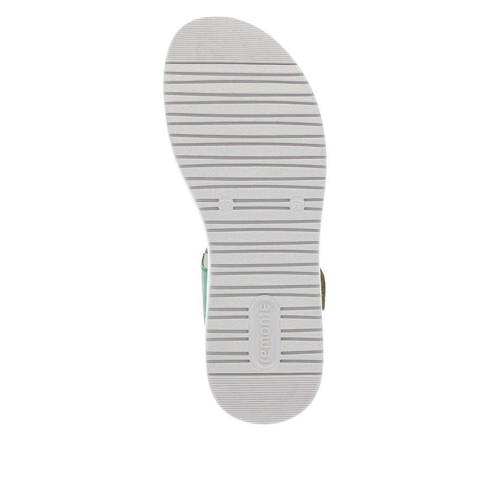 Green remonte women´s strap sandals D1J51-52 with hook and loop fastener. Outsole of the shoe.