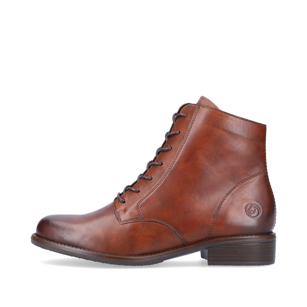 Bottines remonte marron pour femme D0F73-22 avec fermeture éclair. Côté extérieur de la chaussure.