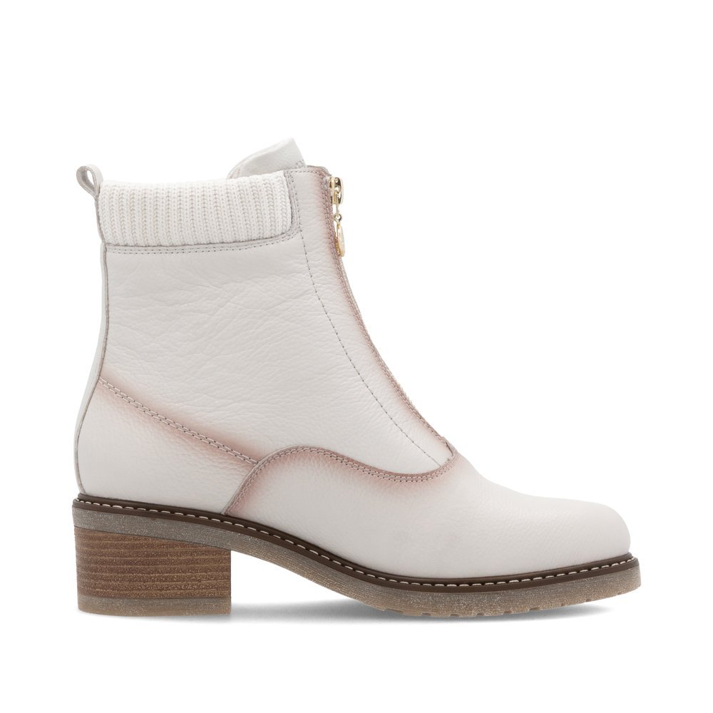 Bottines remonte blanches pour femme D1A80-80 avec fermeture éclair. Intérieur de la chaussure.