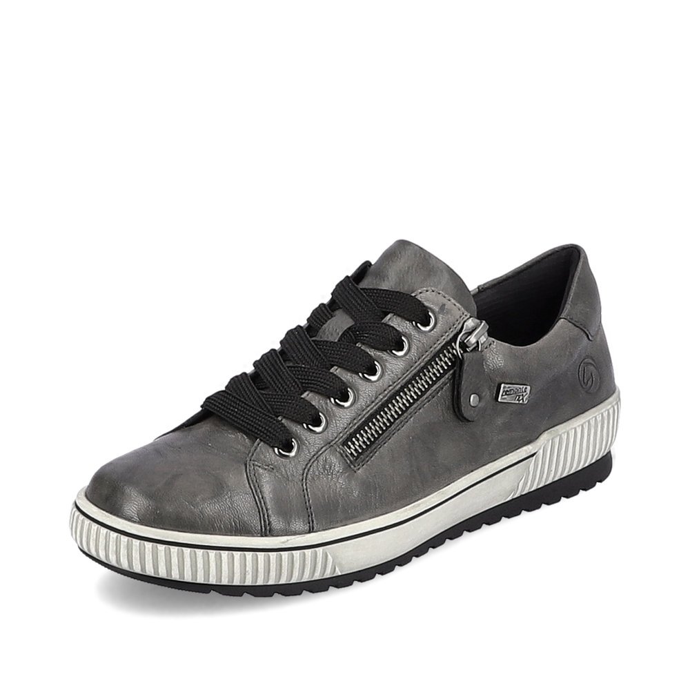 Granite grey remonte women´s lace-up shoes D0700-42 with remonteTEX technology. Shoe laterally.