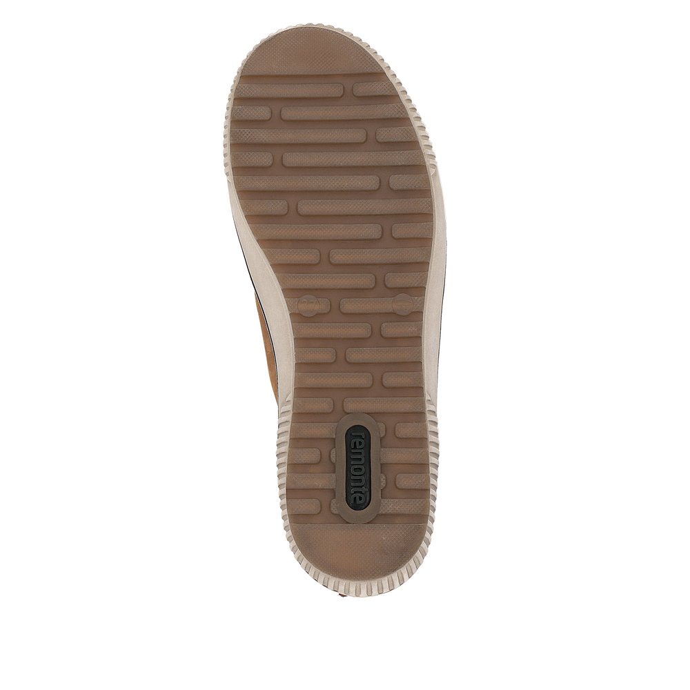 Caramel brown remonte women´s lace-up shoes D0770-22 with remonteTEX technology. Outsole of the shoe.