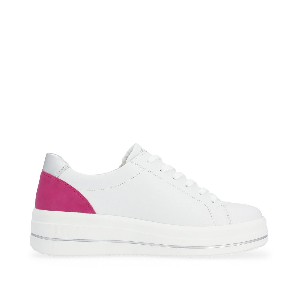 White remonte women´s sneakers D1C01-80 with zipper and comfort width G. Shoe inside.