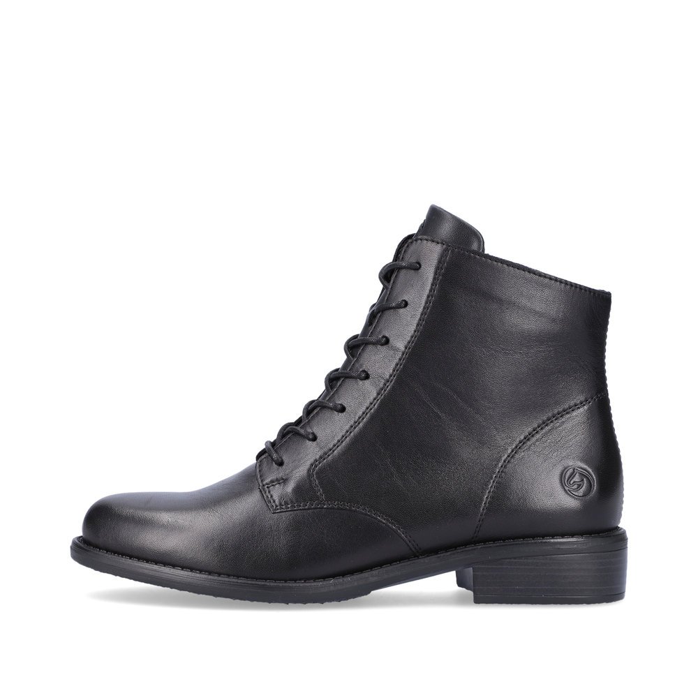 Bottines remonte noires pour femme D0F73-01 avec fermeture éclair. Côté extérieur de la chaussure.