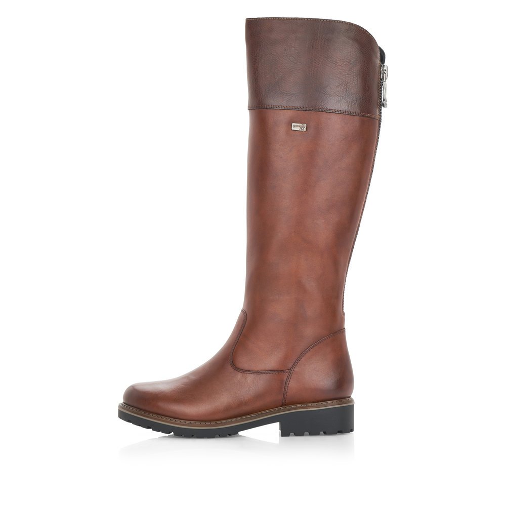 Bottes à tige haute remonte marron pour femme R6581-22. Côté extérieur de la chaussure.