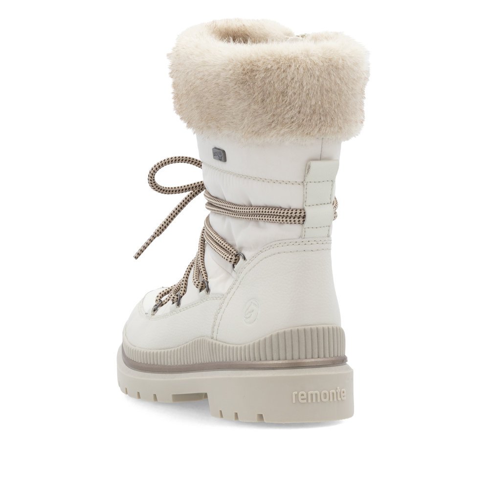 Snow white remonte women´s ankle boots D0C81-80 with a grippy Glass-Fibre sole. Shoe from the back.