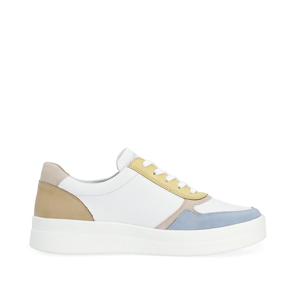 White remonte women´s sneakers D0J01-83 with zipper and soft exchangeable footbed. Shoe inside.
