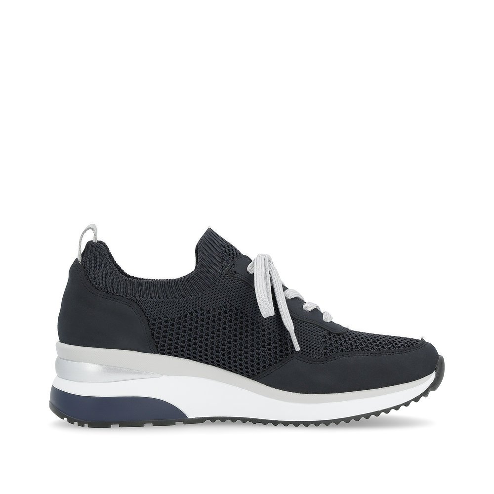 Navy blue remonte women´s sneakers D2406-14 with elastic insert and comfort width G. Shoe inside.