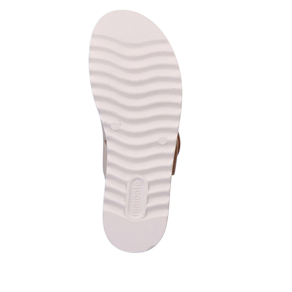 Vanilla beige remonte women´s mules D0Q51-80 with a hook and loop fastener. Outsole of the shoe.
