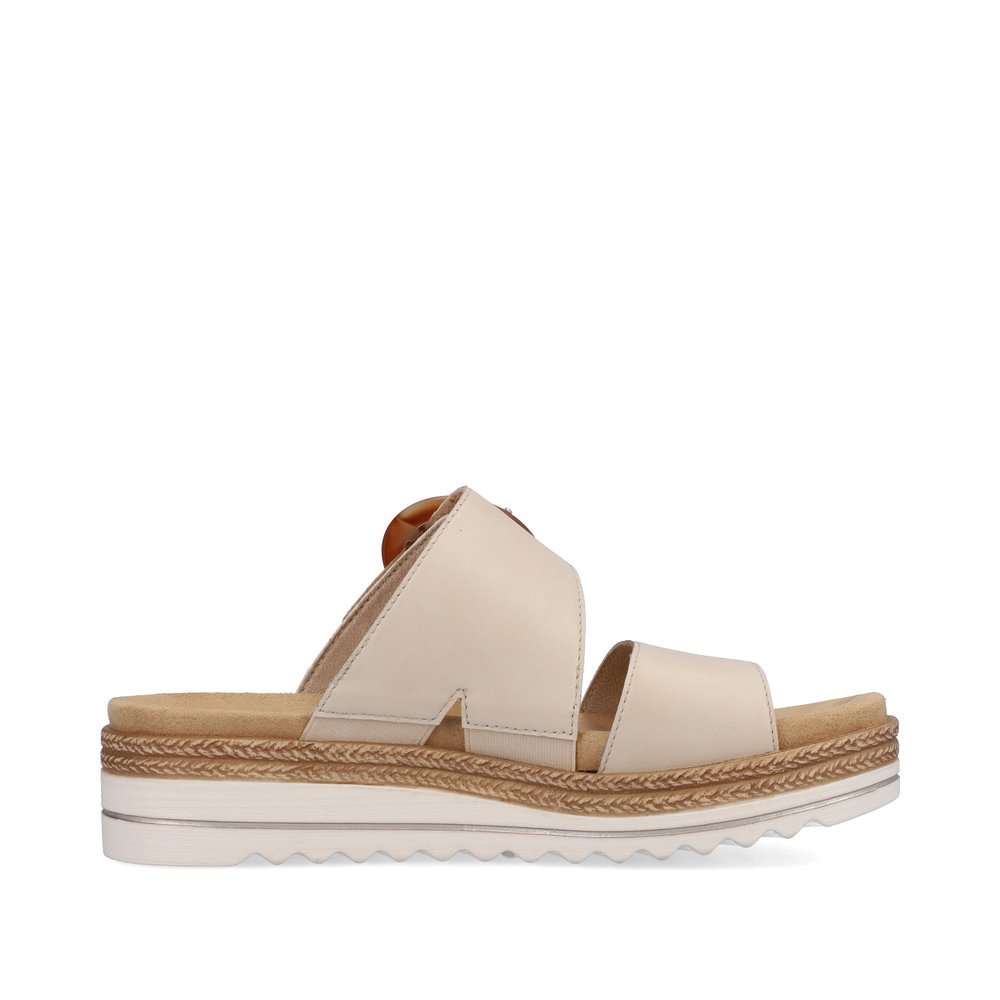 Vanilla beige remonte women´s mules D0Q51-80 with a hook and loop fastener. Shoe inside.