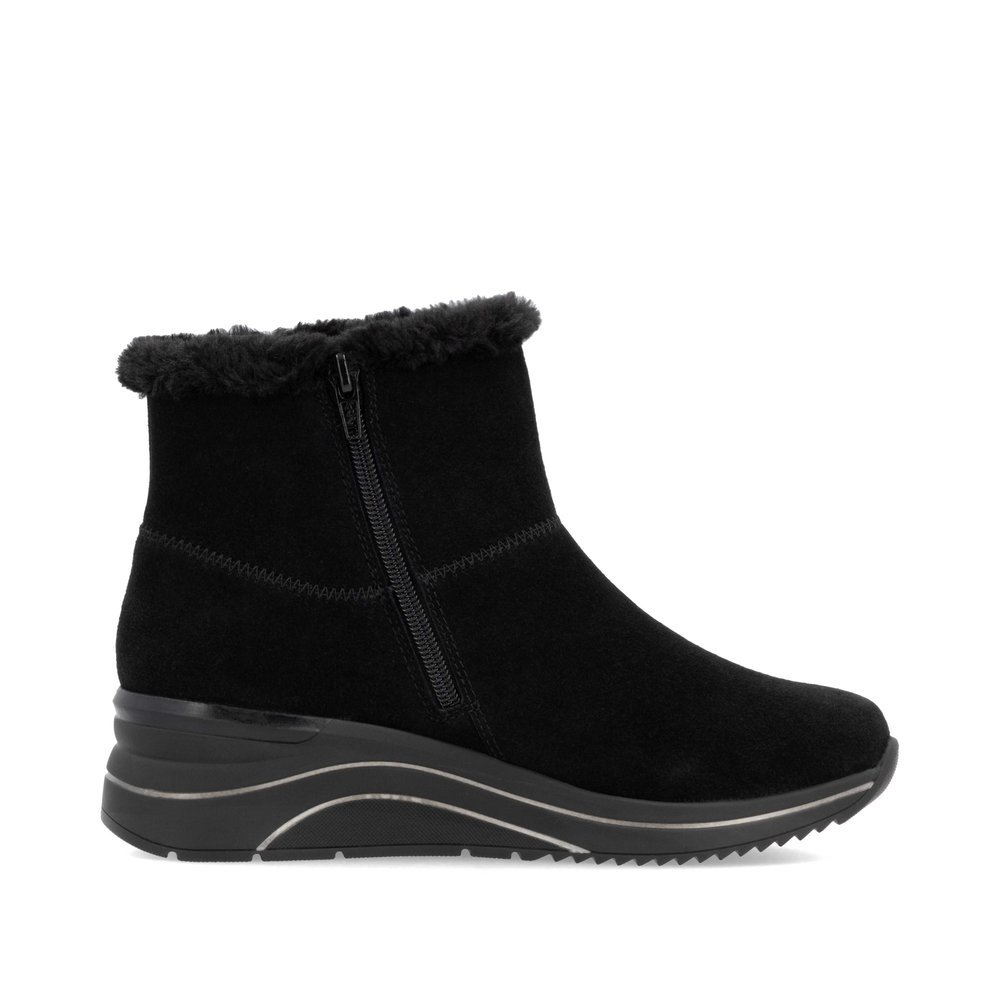 Night black remonte women´s ankle boots D0T76-00 with remonteTEX technology. Shoe inside.