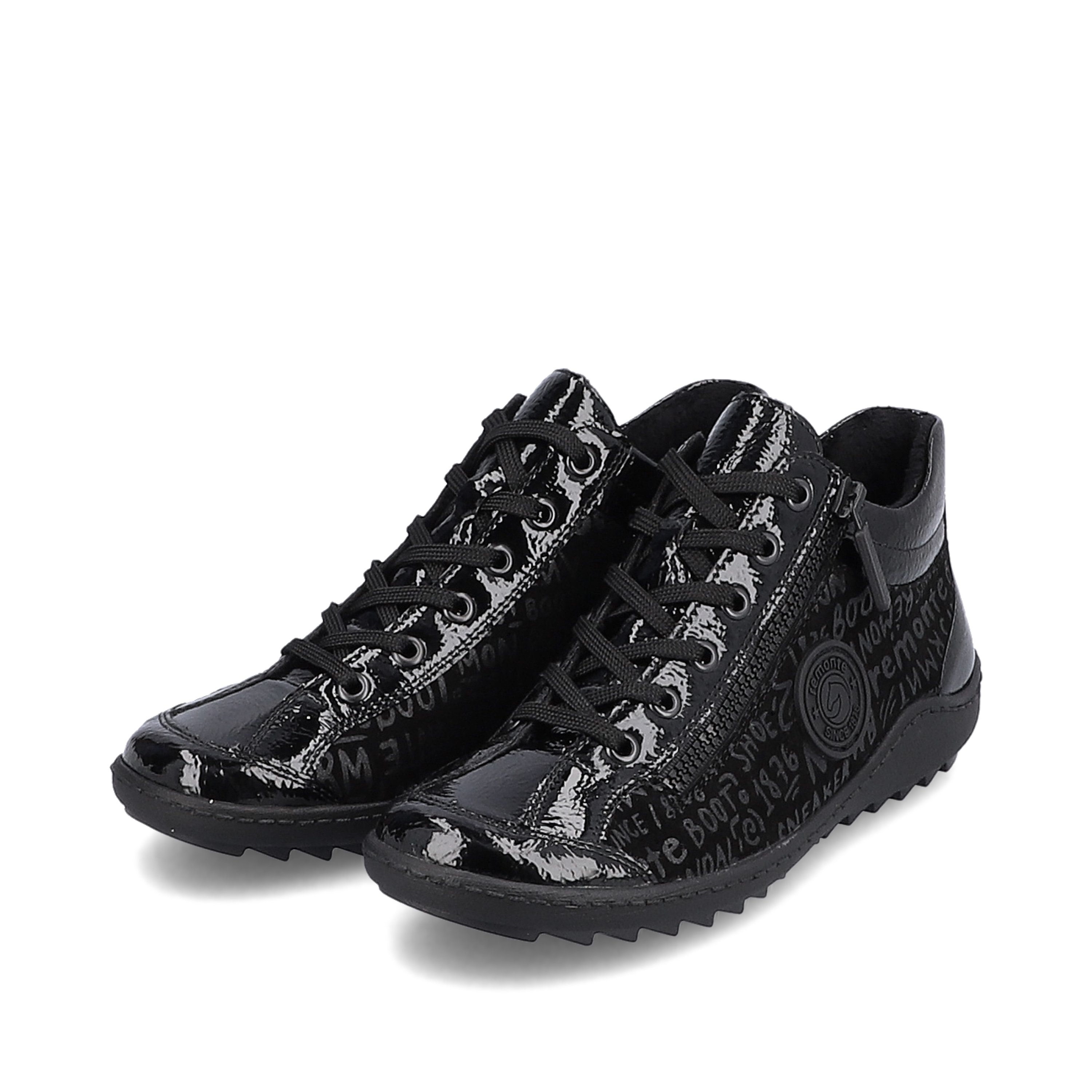 remonte women s midnight black lace up shoes R1477 01