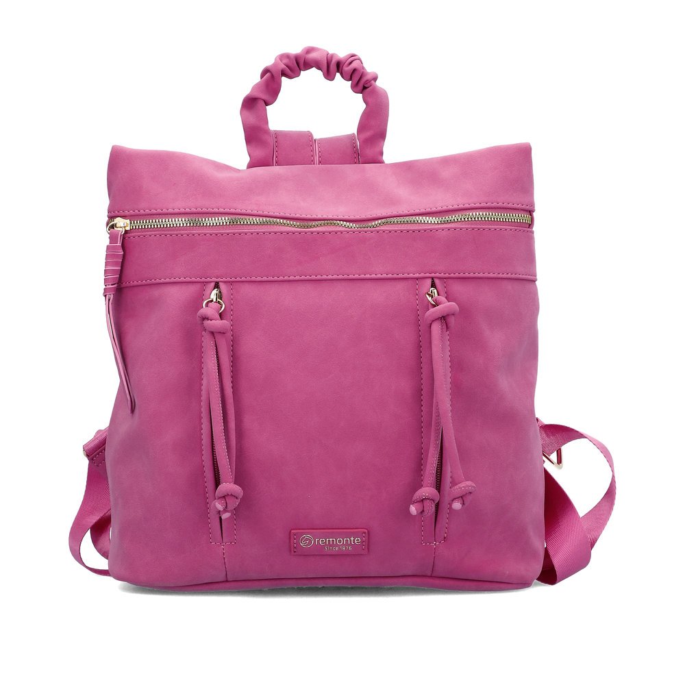 remonte backpack Q0523-32 in pink with zipper and two small inner pockets. Front.