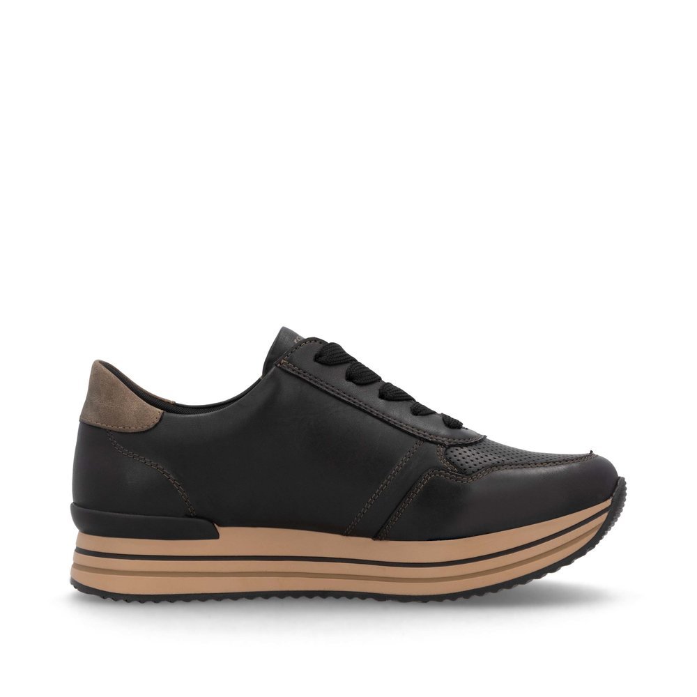 Black remonte women´s sneakers D1318-03 with a zipper as well as comfort width G. Shoe inside.