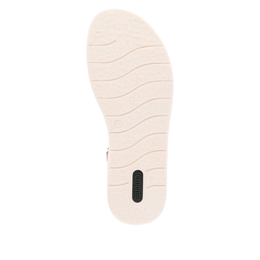 remonte sandales à lanières rouges femmes D2071-24 avec fermeture velcro. Semelle extérieure de la chaussure.