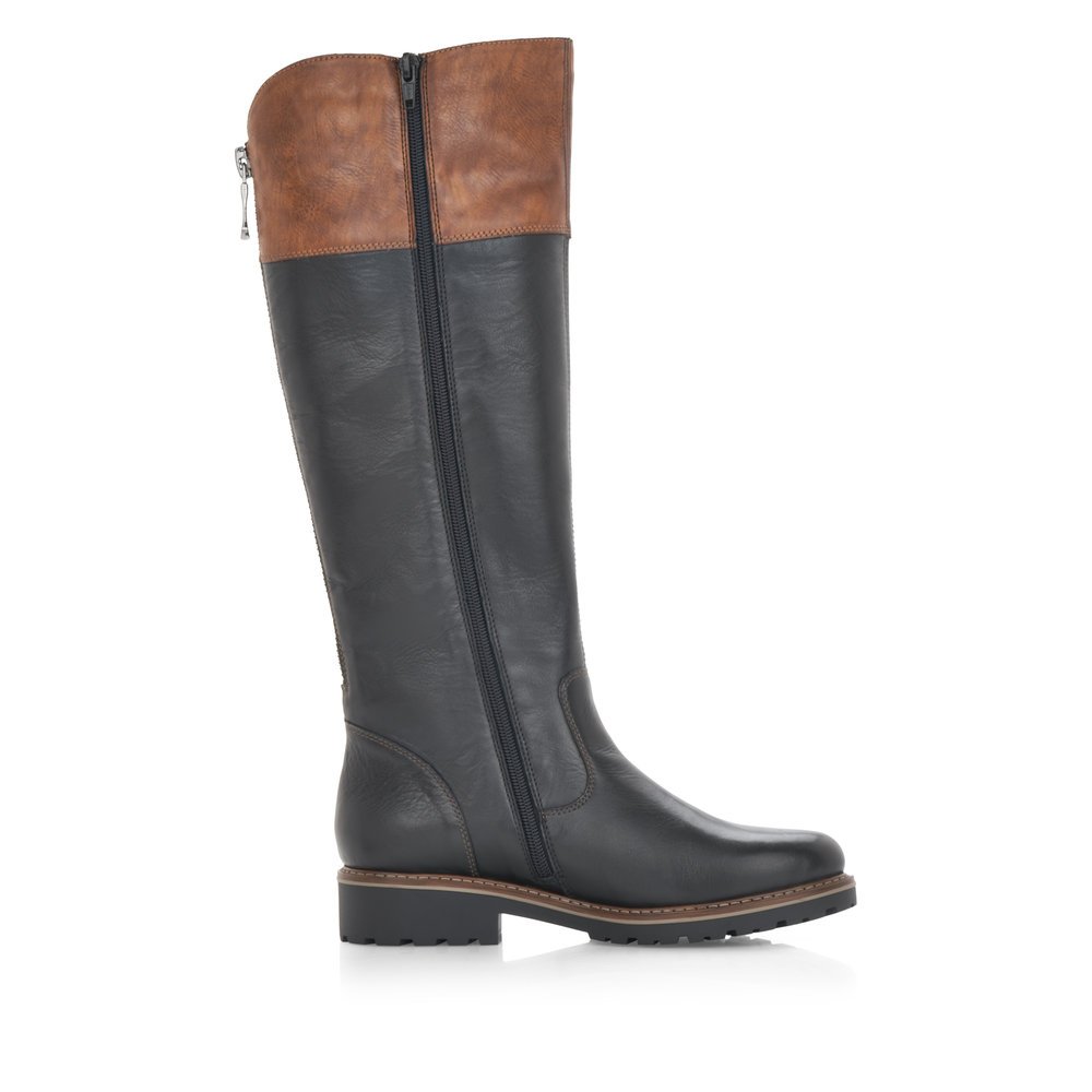 Night black remonte women´s high boots R6581-02 with remonteTEX technology. Shoe inside.