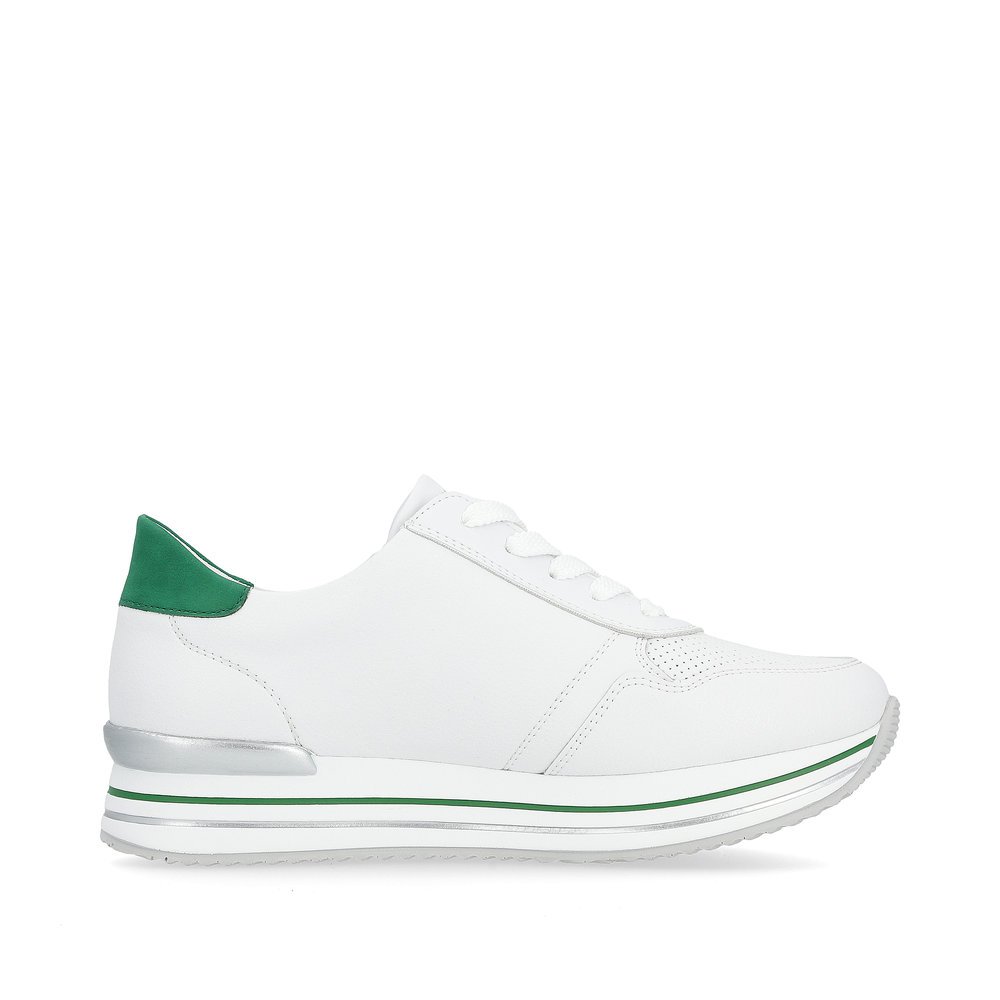 White remonte women´s sneakers D1318-82 with zipper and decorative stitching. Shoe inside.