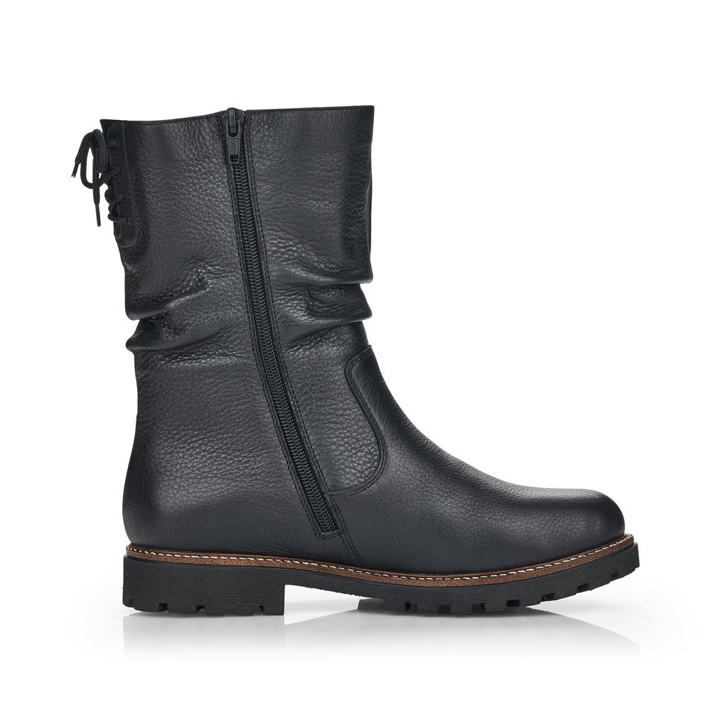 Schwarze remonte Damen Kurzstiefel D8477-01 mit wasserabweisender TEX-Membran. Schuh Innenseite.