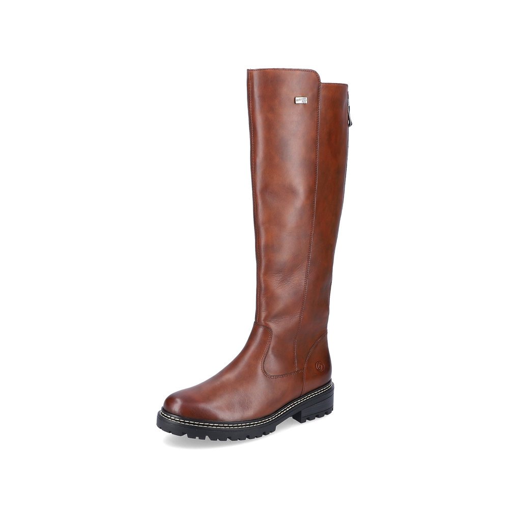 Maroon remonte women´s high boots D0B72-22 with remonteTEX technology. Shoe laterally.