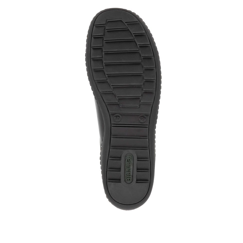 Chaussures à lacets remonte noires pour femme R1458-03. Semelle extérieure de la chaussure.