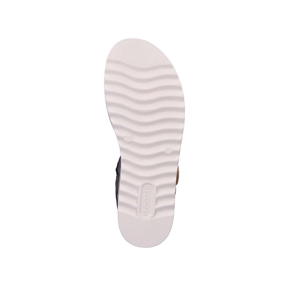 remonte sandales à lanières noires femmes D0Q52-00 avec fermeture velcro. Semelle extérieure de la chaussure.