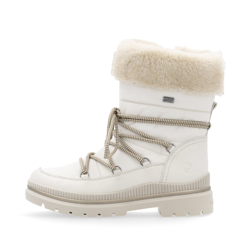 Snow white remonte women´s ankle boots D0C81-80 with a grippy Glass-Fibre sole. Outside of the shoe.