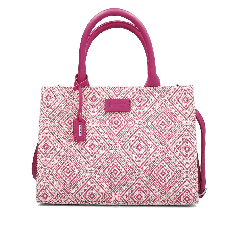 remonte shopper Q0762-31 in pink with zipper, detachable shoulder strap and additional small pocket. Front.