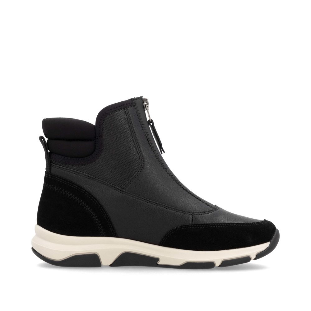 Black remonte women´s ankle boots D1S72-02 with a zipper as well as comfort width G. Shoe inside.