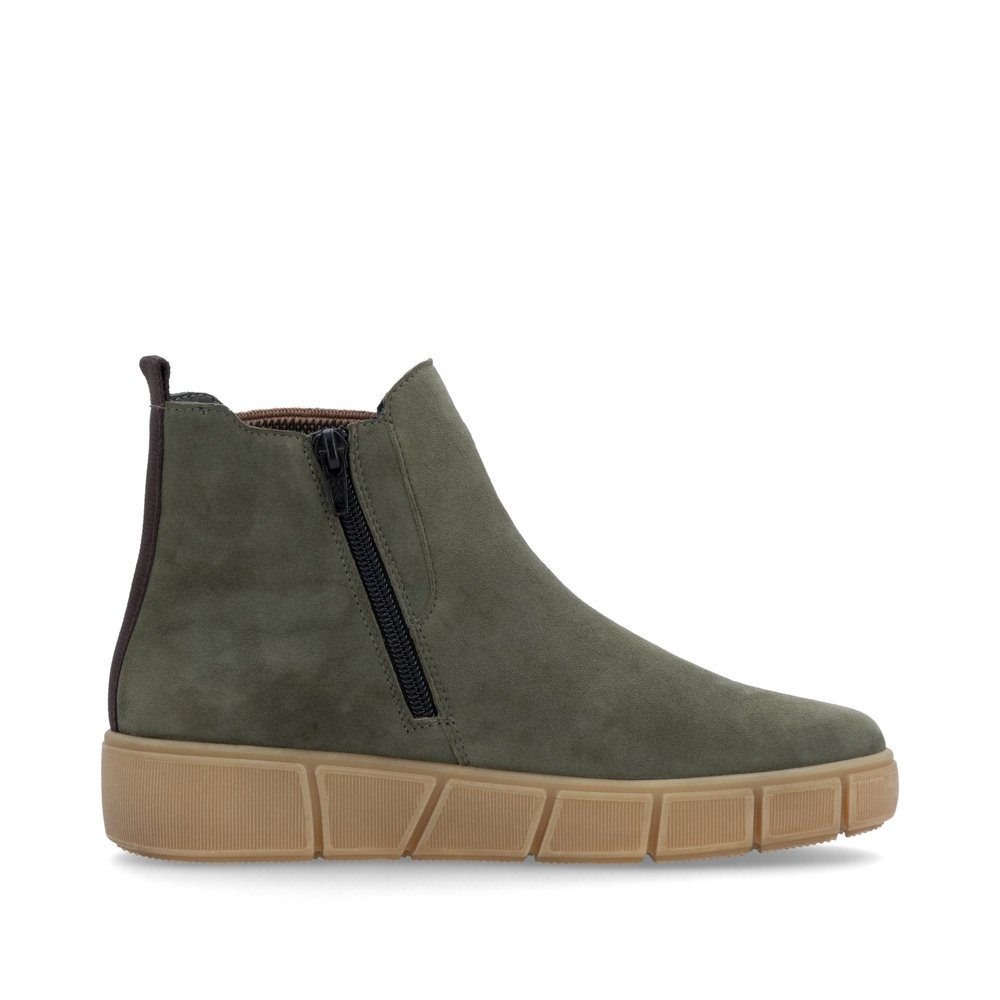 Green remonte women´s Chelsea boots D1T71-54 with zipper as well as comfort width G. Shoe inside.