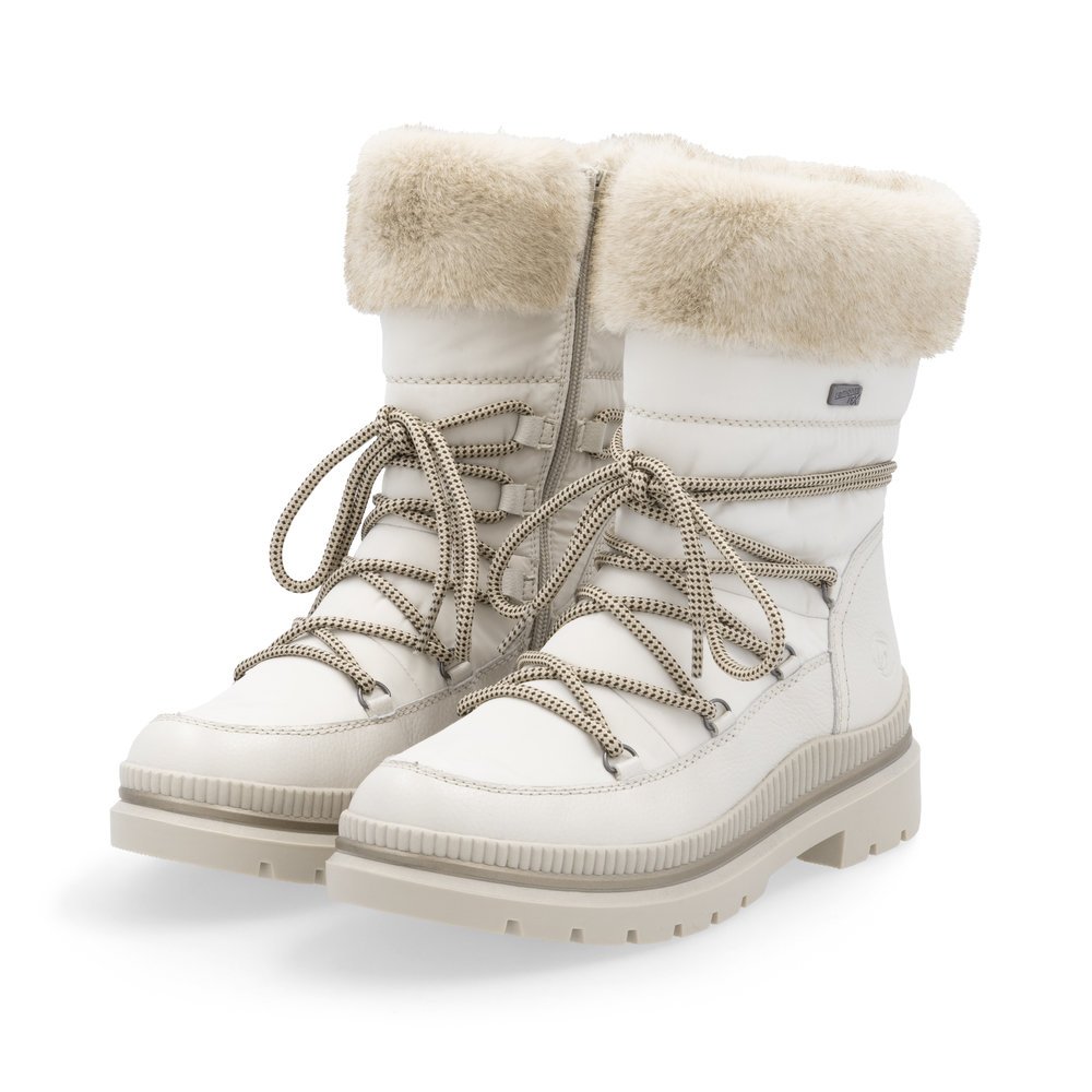 Snow white remonte women´s ankle boots D0C81-80 with a grippy Glass-Fibre sole. Shoes laterally.