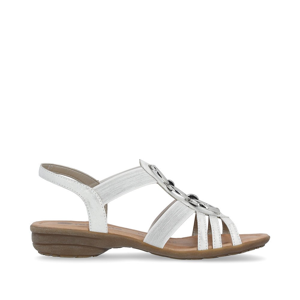 White remonte women´s strap sandals R3605-80 with an elastic insert. Shoe inside.