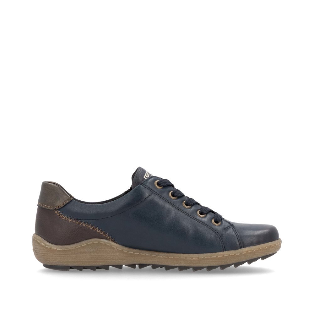 Chaussures à lacets remonte bleues femme R1439-14 avec fermeture éclair. Intérieur de la chaussure.