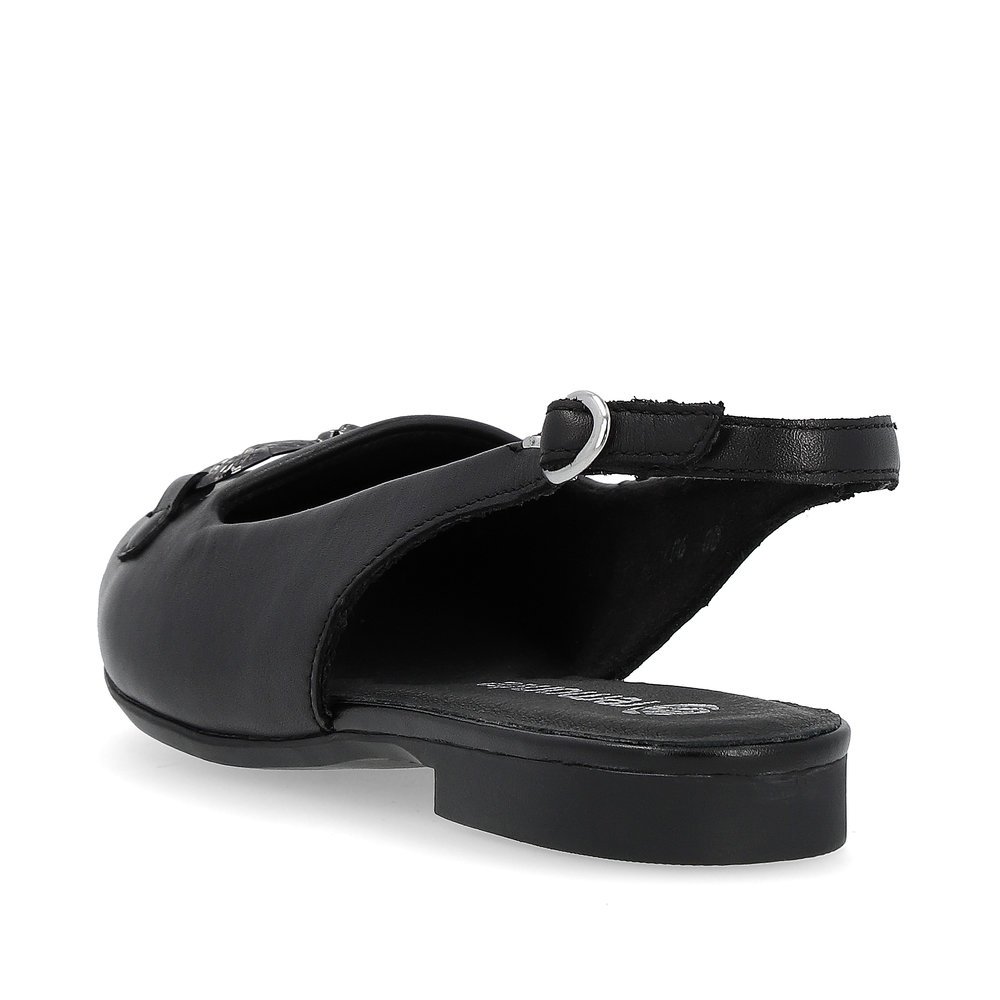 Black remonte women´s slingback pumps D0K06-00 with buckle and decorative element. Shoe from the back.